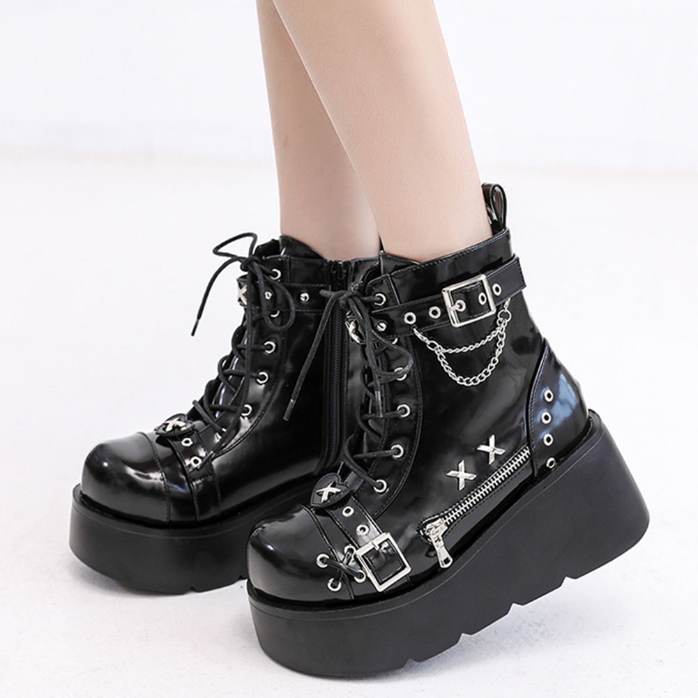 Motorcycle Chain - Brand New Ladies Goth Platform Ankle