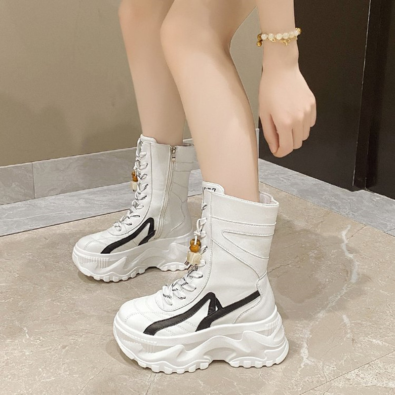 New Women 8CM Chunky Mid-Calf  - Motorcycle Chain ulasan dan harga