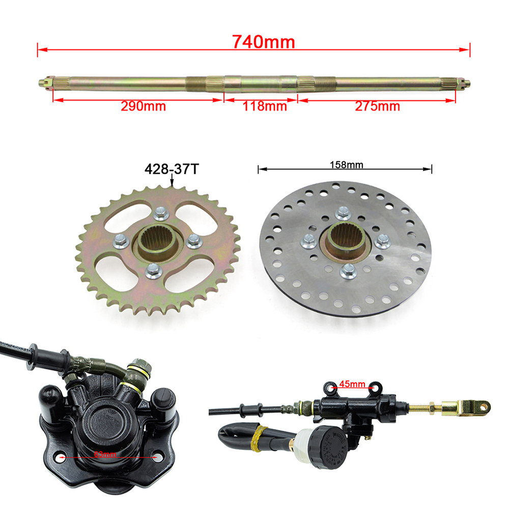 Go Kart 740mm Rear Axle Comple - 428 Chain ulasan dan harga