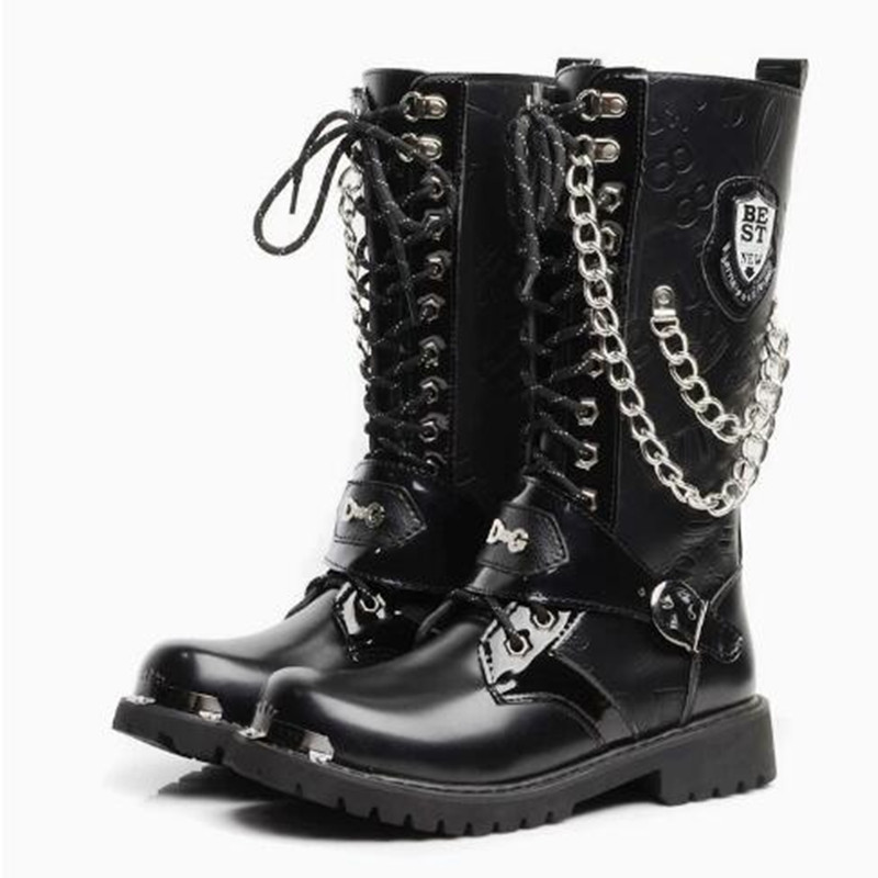 Men Fashion Motorcycle Boots M - Steel Chain ulasan dan harga